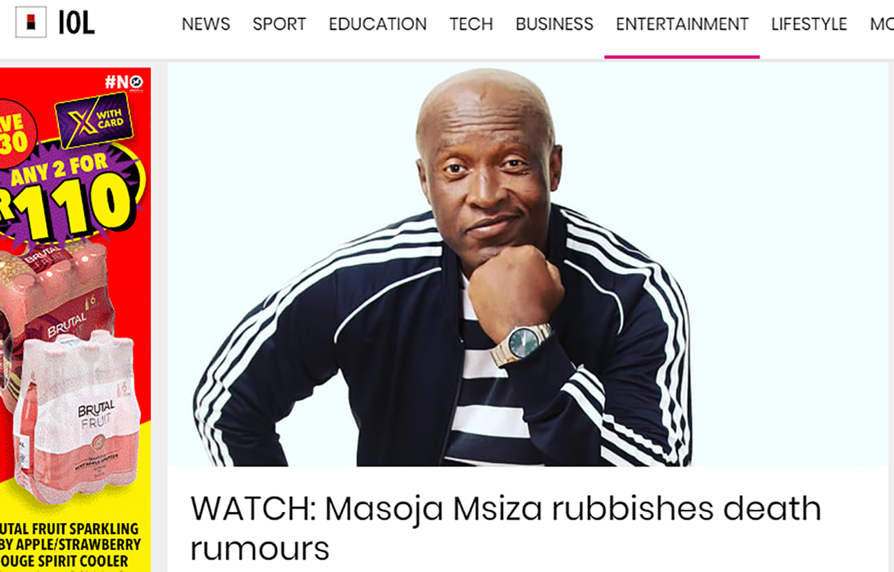 Tribute to Masoja Msiza.HERE the most loved and popular South African actor