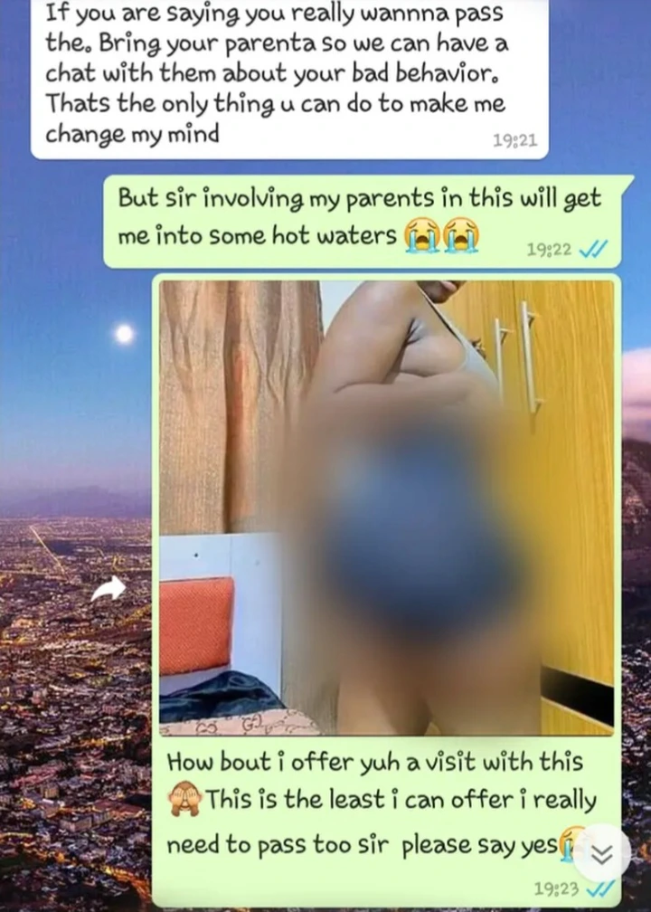 Grade 11 Learner Made Her Teacher An Offer He Could Not Refuse In Exchange For A Pass see chats