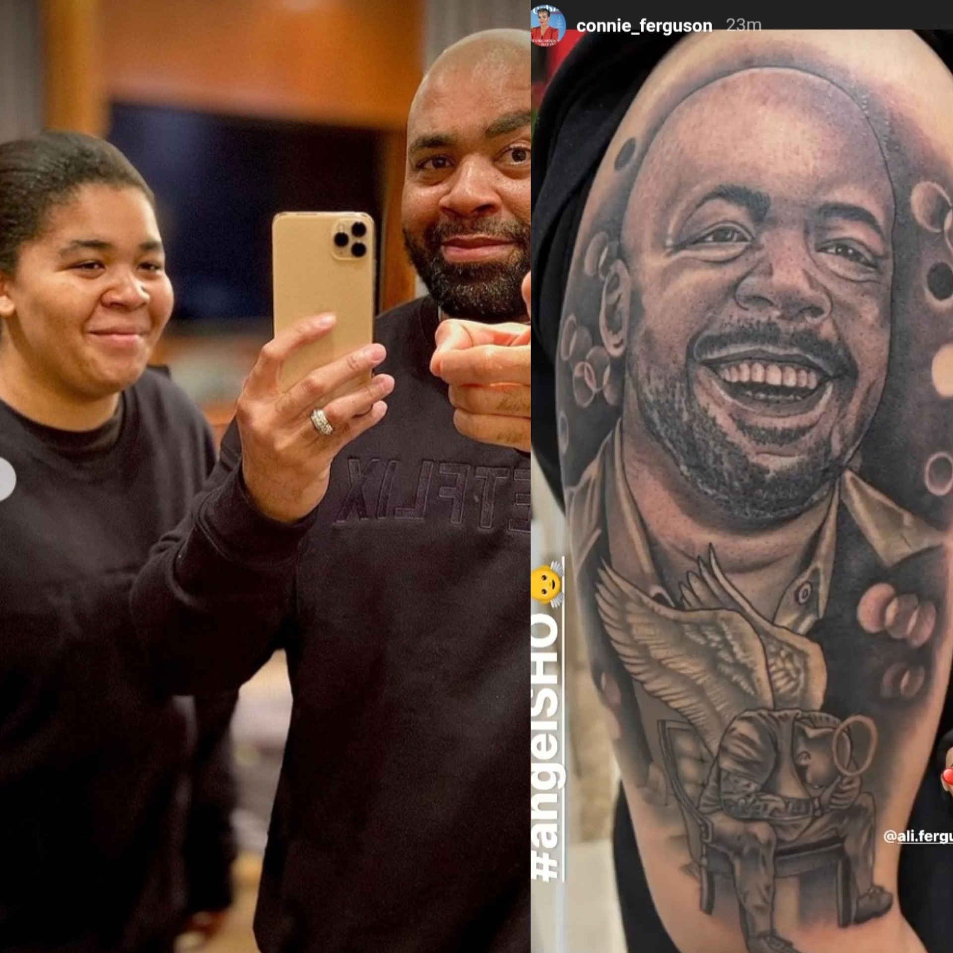 Connie Ferguson’s youngest daughter Ali gets a tattoo of her father on her shoulder