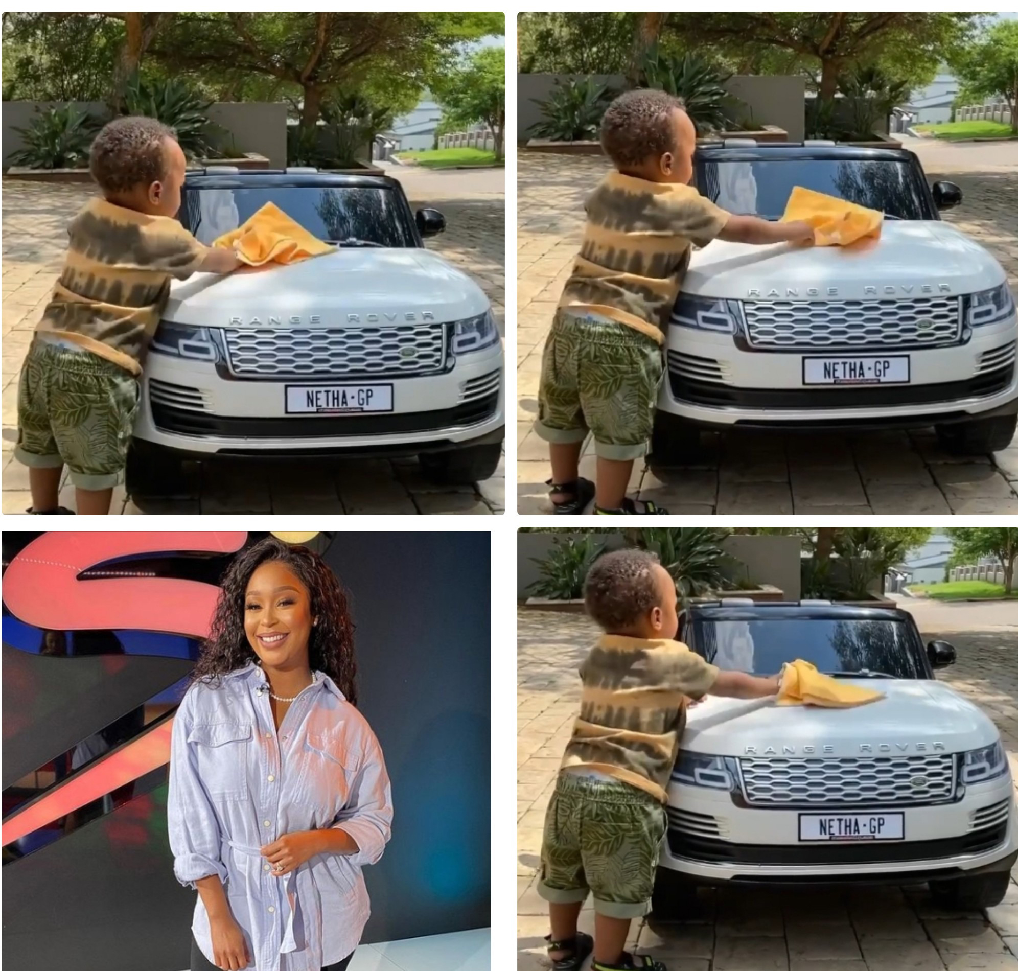Minnie Dlamini’s son already washing his own car at 1year old left people gushing over him comments