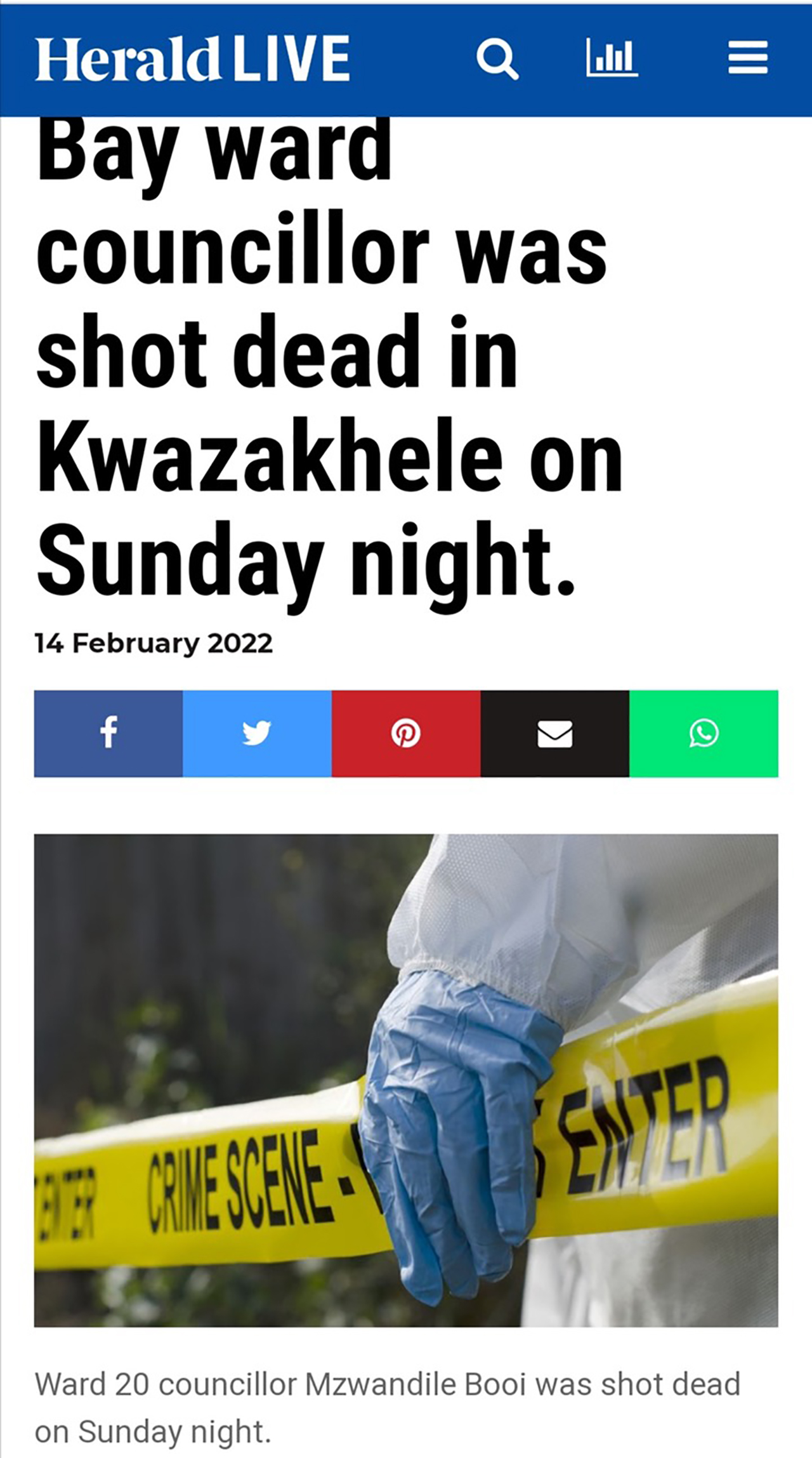 ANC’s Zwelandile Booi Shot DEAD Last Night