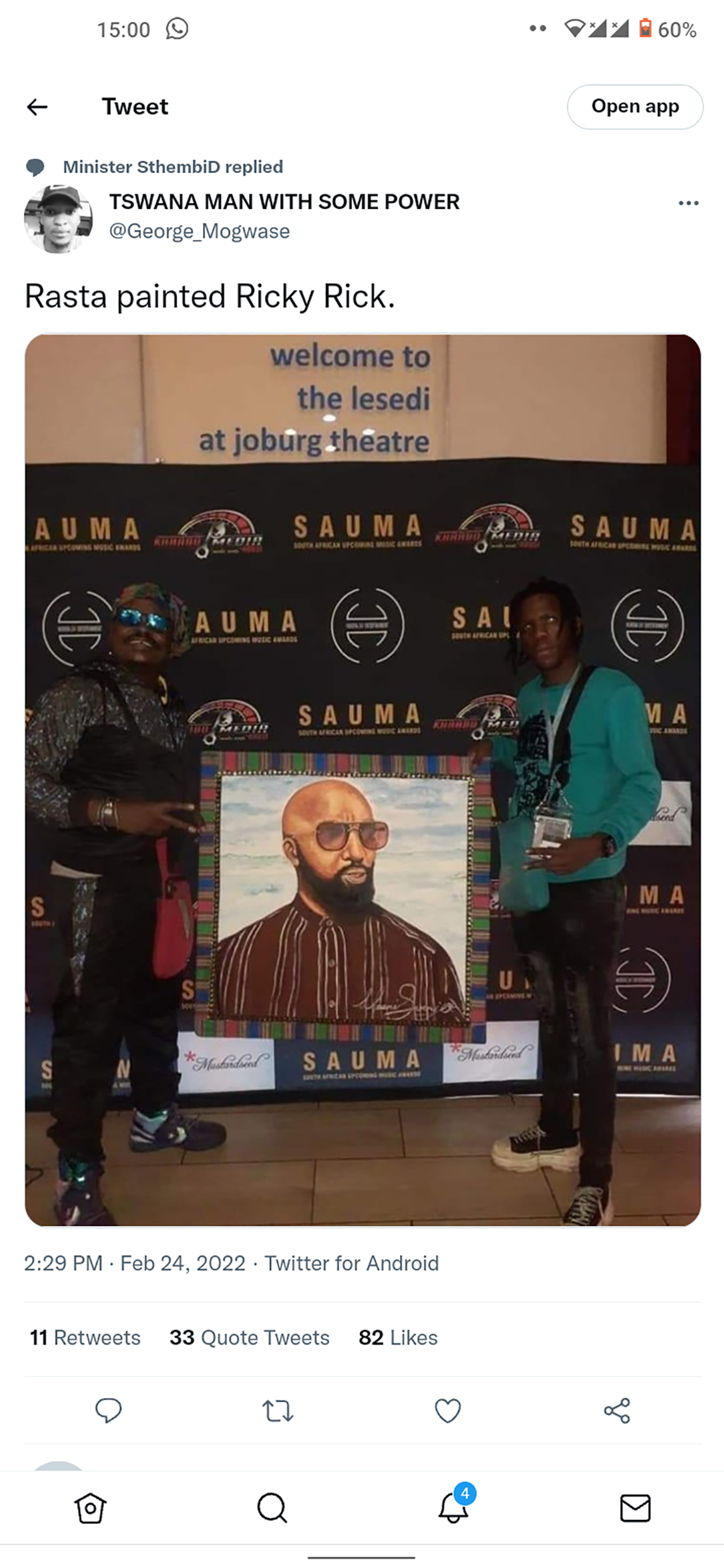 Rasta Strikes Again With A Portrait Of Ricky Rick, But Mzansi Isn’t Impressed With The Drawing