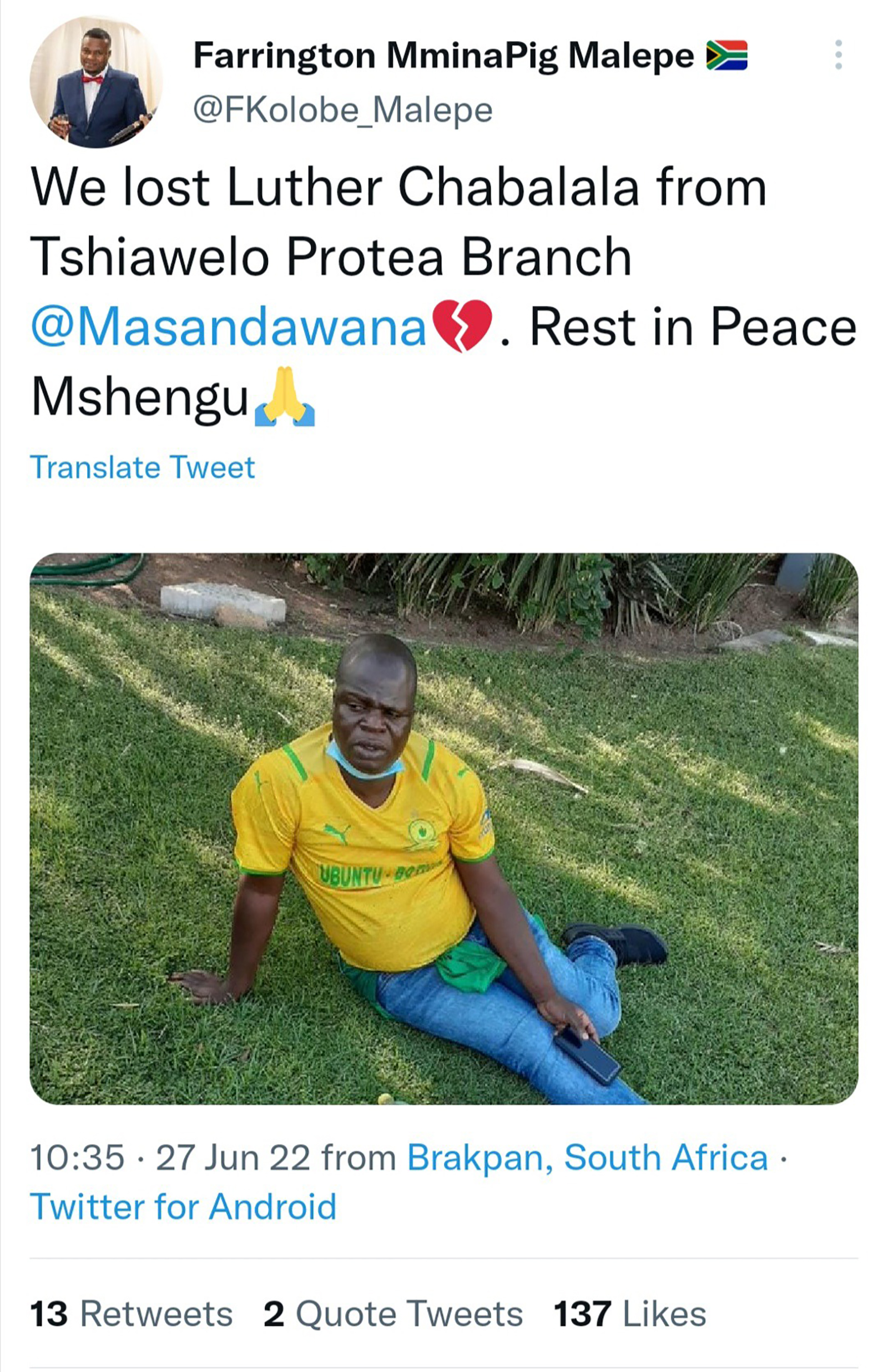 RIP | Another DEATH Leaves Sundowns Fans In Shock