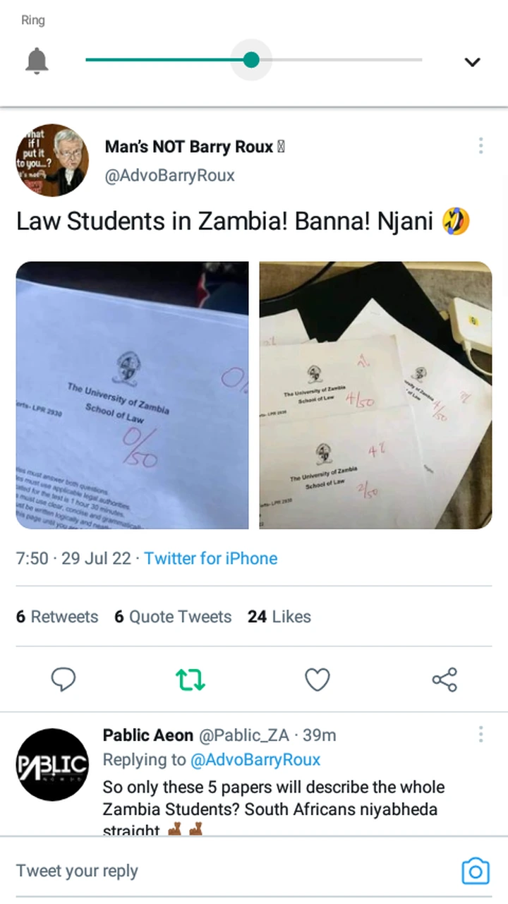 Sad| Law students in Zambia made a stir with their results. Look at the marks they are scoring