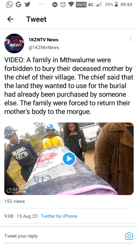 Video: Chief Mthwalume forbade mother burial. He said burial land was purchased