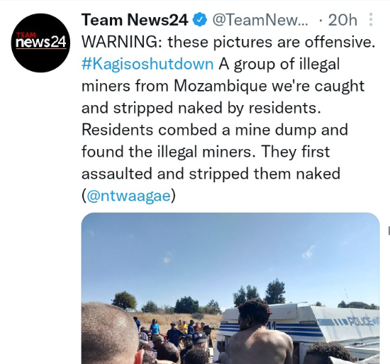 Group Of Illegal Miners From Mozambique Caught And Stripped Naked Leaving Mzanzi Angry