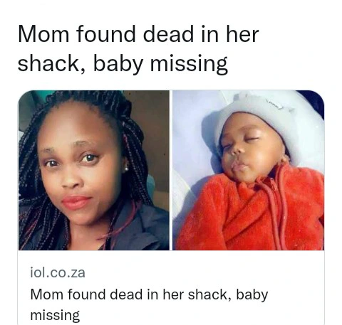 Baby missing as mother found dead