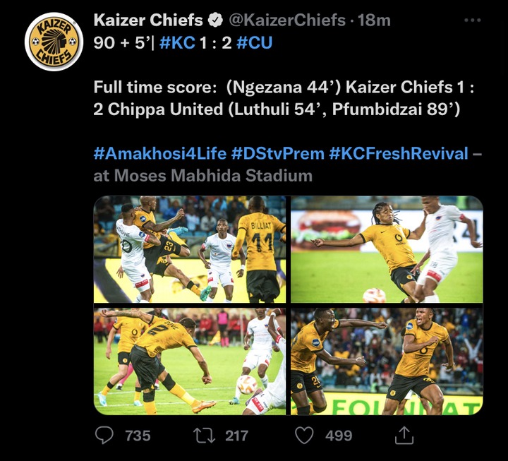 Kaizer Chiefs missed their chance to go to the top of the DStv Premiership log