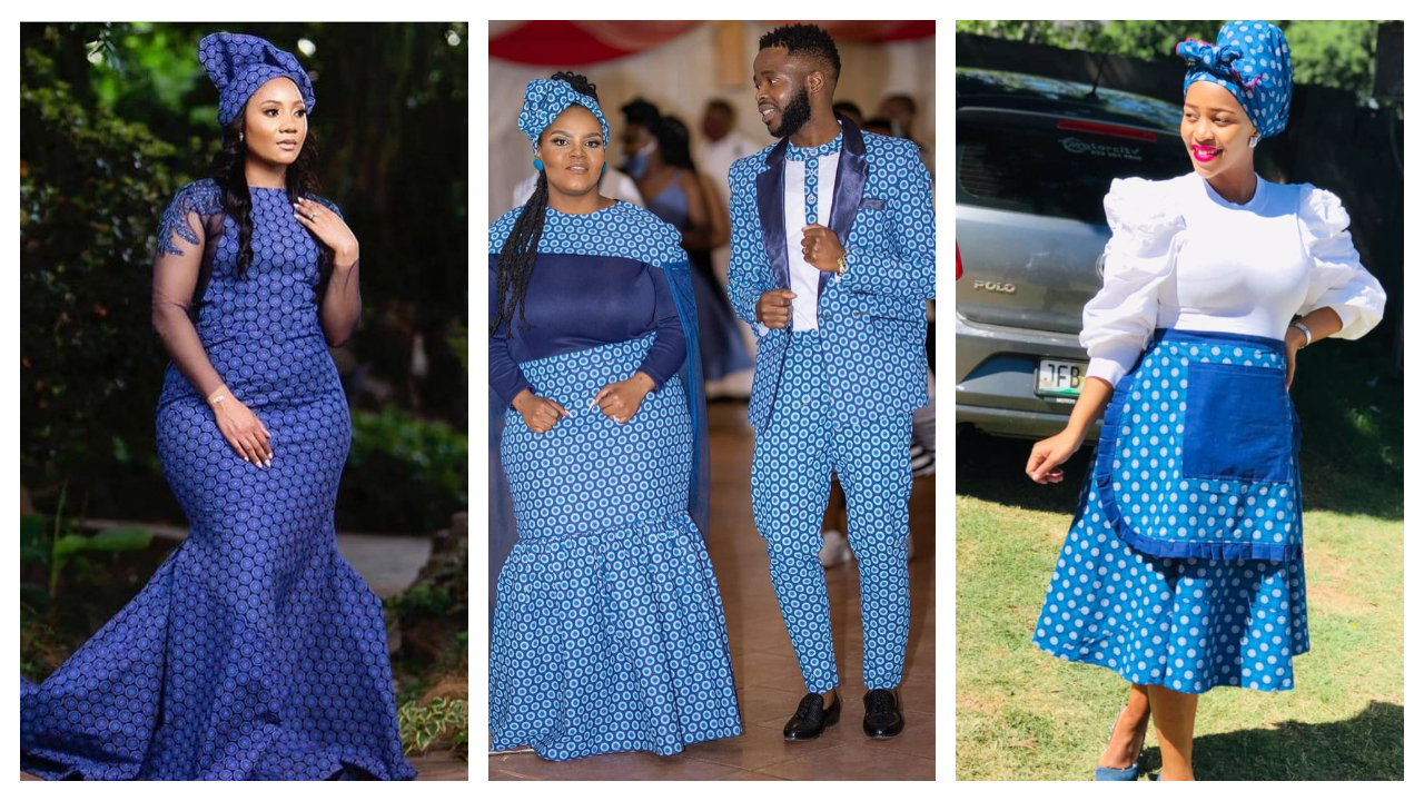 Shweshwe traditional dresses designs for makoti 2022