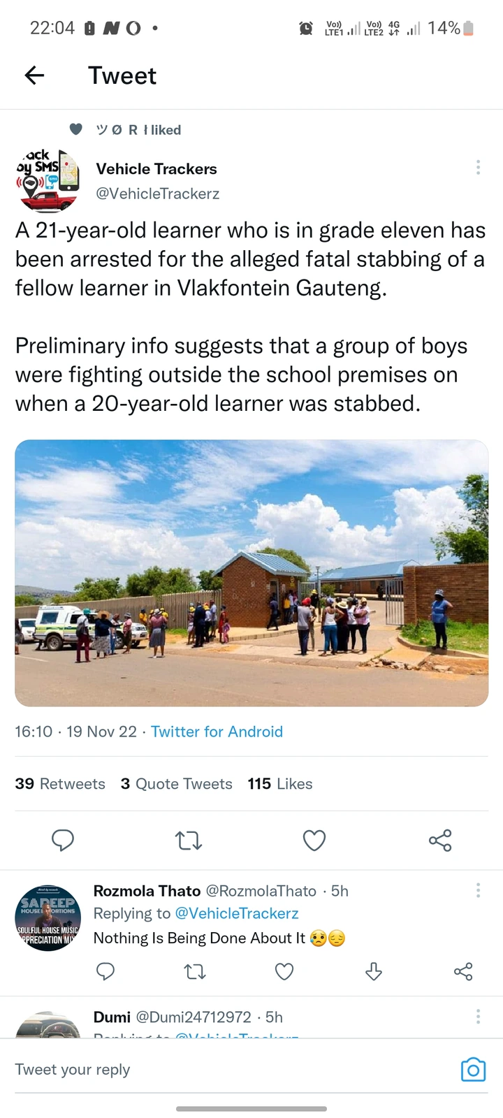 21 Years Old Grade 11 Learner Has Been Arrested For Allegedly Stabbing And Killing Another Learner