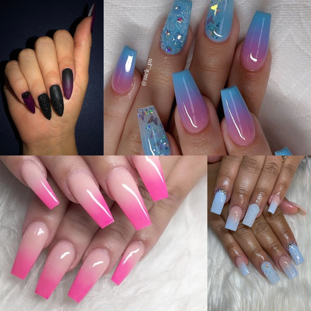 Dive into these beautiful purple and white nail shades
